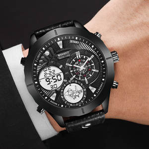 <span class=keywords><strong>Reloj</strong></span> <span class=keywords><strong>BOAMIGO</strong></span> 2020 para Hombre, Marca de Lujo, Deportivo, Digital y Analógico, de Cuero y Cuarzo - Product Image 4
