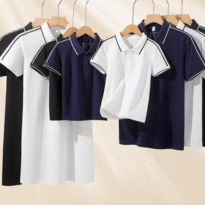 Polo Shirt Cotton Breathable Short Sleeve Unisex Workwear Summer Wear White Navy Black Diamond Pattern - Product Image 1