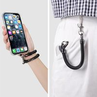 Lanière de téléphone à ressort télescopique avec boucle anti-chute anti-perte pour sac, clé, porte-clés, lanière élastique portable pour téléphone portable