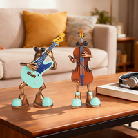 Statue de grenouille violoniste en résine peinte à la main, réaliste, directement de l'usine - Décoration de maison à thème musical animalier de dessin animé pour les fêtes