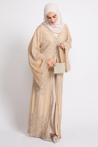 Vestido Abaya de Nuevo Estilo Lujoso con Cuentas Bordadas Personalizadas, Abaya Abierta de Manga Larga para Mujeres Musulmanas - Product Image 4