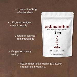 Suplemento Alimenticio de Alta Pureza al por Mayor, Extracto de Algas Rojas, Astaxantina en Cápsulas Blandas, Sin GMO, Sin Gluten, Antioxidante - Product Image 3