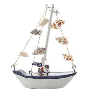 Style méditerranéen coquille fissure petit bateau décoration modèle de <span class=keywords><strong>voilier</strong></span> en bois petite décoration artisanat créatif pour enfants bateau - Product Image 5