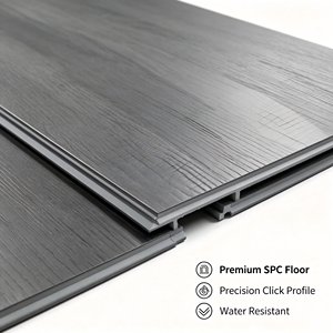 Revêtement de sol SPC gris imitation bois, carrelage vinyle PVC à clipser, étanche et antidérapant, pour intérieur (maison, bureau, hôtel) - Product Image 4