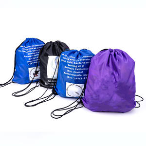Free Design Printed Logo Promotional Lightweight Sport <b>Nylon</b> Polyester Bag Gym Custom Drawstring Backpack - Product Image 5