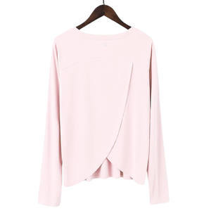 Camiseta de yoga de manga larga con espalda abierta para mujer, transpirable, ligera, para entrenamiento, fitness, elegante y deportiva. - Product Image 1