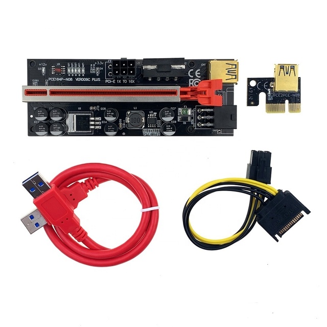 Promotion Gold Plated PCI E Card Ver 010S Plus 009C 009S Plus 1X to 16X Graphics Card USB3.0 Riser Card with LED