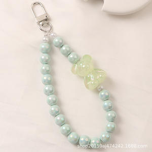 Nuevo Llavero Metálico para Coche, Colgante Creativo con Cadena de Cuentas Coloridas, Accesorios de Oso de Resina, Decoración para Estuche de Auriculares y Bolsos - Product Image 6