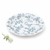 Assiette creuse en céramique de 8 pouces, motif floral champêtre français, bord festonné, bol à soupe en porcelaine, vaisselle pour la maison et la restauration, vente en gros