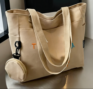 Bolsa de Compras de Lona Reciclable, con Cierre y Logotipo Impreso, Reutilizable, para Viajes - Product Image 1