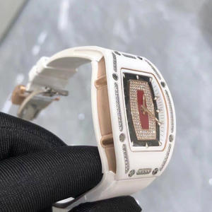 Nouvelle montre 2026 RM007 en céramique blanche, montre tonneau, montre pour femme de haute qualité incrustée de diamants - Product Image 5