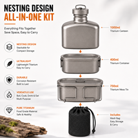 Kit de cantine en titane, gourde emboîtable, kit de vaisselle de camping Bushcraft, ensemble de cuisson extérieur OEM ODM