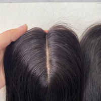 Topper de cheveux humains Remy européens, base en soie, 16 pouces, cheveux humains naturels, pour femmes, couverture de la perte de cheveux
