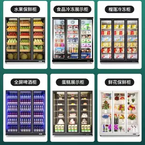 Armário comercial de porta de vidro de grande capacidade, refrigerador com exibição de flores, refrigerador de água, armário comercial com porta de vidro