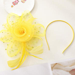 Go Party Wedding Party Plumes Filet Voile Maille Fleur Bandeau Femmes Coiffe de Mariée Fantaisie Pince à Cheveux - Product Image 3