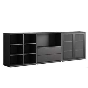 Estante <span class=keywords><strong>de</strong></span> almacenamiento simple moderno para el hogar, mueble <span class=keywords><strong>de</strong></span> sala <span class=keywords><strong>de</strong></span> estar, estantería con combinación <span class=keywords><strong>de</strong></span> vidrio, color negro - Product Image 6