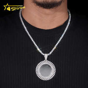 Nouveau design 2 pouces Moissanite <span class=keywords><strong>Pohto</strong></span> pendentif bijoux en argent Sterling 925 personnalisé Hip Hop mémoire Moissanite pendentif pour hommes cadeaux - Product Image 2