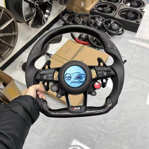 Volant en cuir Nappa haut de gamme avec fibre de carbone, commandes multifonctions, compatible avec <span class=keywords><strong>Audi</strong></span> A8 D4 D5 <span class=keywords><strong>S8</strong></span> <span class=keywords><strong>RS8</strong></span>, tous les modèles berlines - Product Image 1