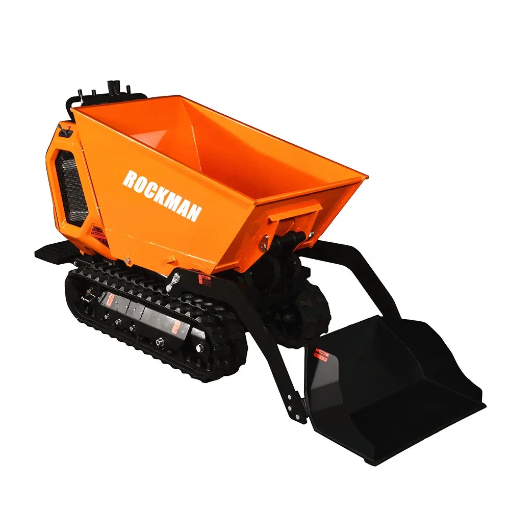 0.8Ton kapasitas pemuatan 15hp bensin elektrik mulai motor bertenaga berdiri hidrostatik crawler dumper truk mini loader dengan CE