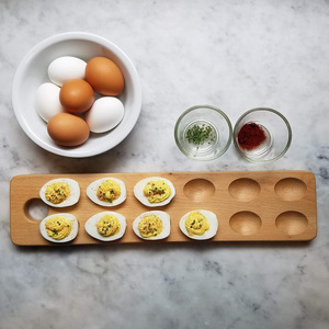 Bamboo Egg Tray Double Row With Handle Minimalist Design For <b>Kitchen</b> Food Storage Freshness Preservation Party Use - Product Image 1