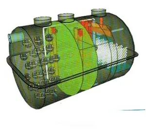 Tanque septico de três câmara, tanque de tratamento de esgoto para tratamento de água doméstico