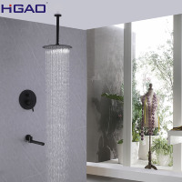 Ensemble de robinet de salle de bain carré moderne douche de plafond en acier inoxydable avec jet doux armoire en laiton robinet de baignoire douche