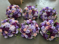 E023 Décoration florale artificielle faite à la main en soie pour arche, chemin de table, fond de scène, mariage, fête des mères, motif lune, violet