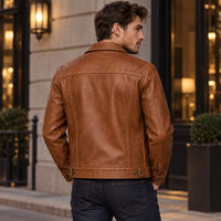 Veste en cuir pour homme à col pointu, boutons-pression, poches poitrine, languettes latérales ajustables, style streetwear décontracté, marque privée