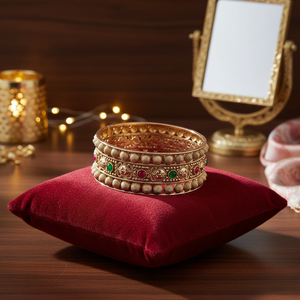 Designer Sparkling Pota Stone <b>Bangles</b> <b>Set</b> Elegant Openable Jewelry Premium Fashion Jewelry Collection - Product Image 3