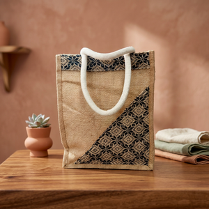 Cheap Price Non-Woven Shopping <b>Bag</b> With Geometric Pattern And Floral Design <b>Medium</b> <b>Size</b> Top Handle Made In Bangladesh - Product Image 6