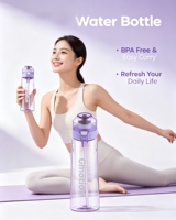 Bouteille à paille anti-fuite de qualité alimentaire, écologique et sûre, avec couvercle à ressort, idéale pour la randonnée, le camping, le sport, l'école et les voyages