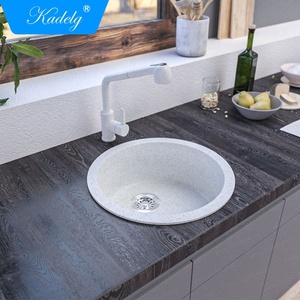 Évier de cuisine rond à cuve unique en quartz granit, style sous-plan, avec un seul trou, sans robinet - Product Image 4
