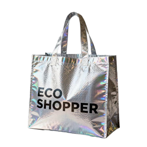 <span class=keywords><strong>Sac</strong></span> fourre-tout holographique métallique <span class=keywords><strong>de</strong></span> <span class=keywords><strong>luxe</strong></span>, <span class=keywords><strong>sac</strong></span> <span class=keywords><strong>de</strong></span> shopping <span class=keywords><strong>XXL</strong></span> surdimensionné argenté, <span class=keywords><strong>sac</strong></span> promotionnel imperméable laminé au laser pour boutique - Product Image 1