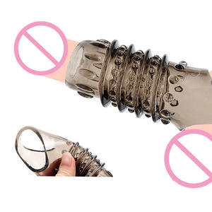 أغطية سيليكون قابلة لإعادة الاستخدام من قطعتين لتكبير القضيب وتعزيز الانتصاب وتأخير القذف للرجال - منتجات جنسية عالية الجودة - Product Image 4