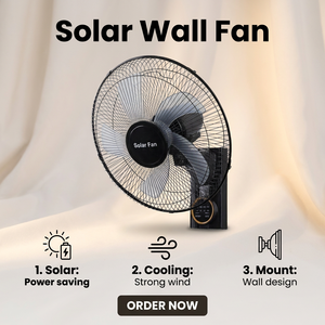 Solar Powered Rechargeable <b>Stand</b> <b>Fan</b> 16-Inch 5 Blades ABS Plastic Remote Control Energy Efficient Class for Home Office Outdoor - Product Image 1