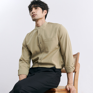Camisa informal <span class=keywords><strong>de</strong></span> algodón con <span class=keywords><strong>cuello</strong></span> <span class=keywords><strong>redondo</strong></span> para <span class=keywords><strong>hombre</strong></span>, camisa <span class=keywords><strong>de</strong></span> negocios <span class=keywords><strong>de</strong></span> primavera y otoño para <span class=keywords><strong>hombre</strong></span>, camisa <span class=keywords><strong>de</strong></span> manga larga con <span class=keywords><strong>cuello</strong></span> levantado, camisa <span class=keywords><strong>de</strong></span> Color sólido - Product Image 2