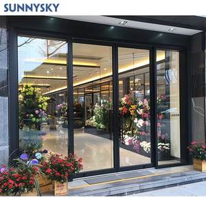 Sunnysky Commercial vitrine de magasin moderne portes coulissantes en verre portes d'entrée en aluminium fibre de verre extérieur grandes portes en verre - Product Image 5