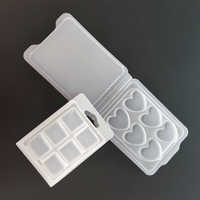 Boîte blanche à 6 cavités avec couvercle transparent pour fondants de cire, moule en forme de coquille pour tartes, emballage en plastique pour bougies et fondants de cire