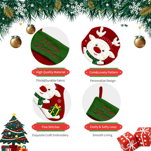 Calcetines Navideños Rojos de Poliéster Suave de 18 Pulgadas, Decoraciones Navideñas Tejidas, Bordado Perfecto, Regalo Navideño, Venta al Por Mayor de Fábrica - Product Image 3