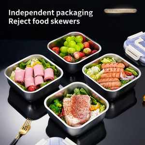 กล่องเตรียมอาหารสแตนเลสสตีลทันสมัย ป้องกันการรั่วซึม พกพาสะดวก ภาชนะเก็บอาหารดีไซน์โลหะ สำหรับใช้ในบ้าน - Product Image 5