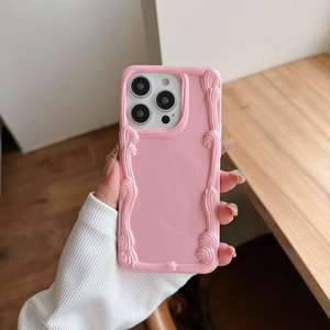 Funda de teléfono de color sólido con borde recto y diseño de línea ondulada texturizada para teléfonos móviles Samsung - Product Image 4