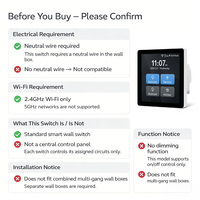 Interruptor de luz inteligente LANBON Tuya Wifi Zigbee Wifi Mesh de pantalla completa de 1/2/3/4 bandas para cortinas, compatible con Smart Living, Alexa y Google