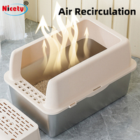 Bac à litière pour chat Nicety en acier inoxydable + PP, grande capacité, côtés hauts, couvercle anti-adhésif et pelle, facile à nettoyer et design robuste