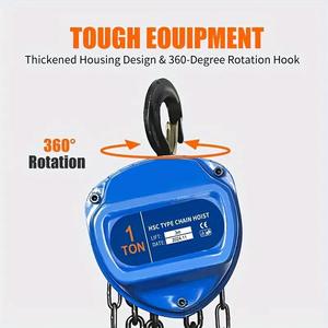 1 Ton rantai tangan Hoist 6M kapasitas angkat tugas berat G80 rantai blok 20ft rantai baja galvanis untuk gudang/Konstruksi/Dock - Product Image 6