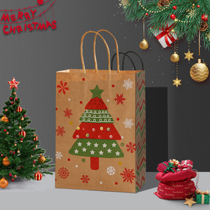 Sac cadeau <span class=keywords><strong>de</strong></span> Noël style vintage avec poignée torsadée <span class=keywords><strong>en</strong></span> <span class=keywords><strong>papier</strong></span>, impression couleur sur <span class=keywords><strong>papier</strong></span> kraft, carte <span class=keywords><strong>de</strong></span> vœux du Nouvel An, réveillon <span class=keywords><strong>de</strong></span> Noël - Product Image 5