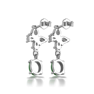 Boucles d'oreilles en jadeite véritable de qualité A, vert jade, avec motif papillon, jade de qualité glace, incrustation en argent S925, boucles d'oreilles haut de gamme pour femmes - Product Image 2