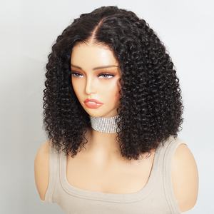 <strong>Afro</strong> Jerry Curly <strong>Wigs</strong> Natural Hairline 180% Density Remy Human Hair for Black Women Wholesale Short Lace Front bob <strong>Wig</strong> - Product Image 4
