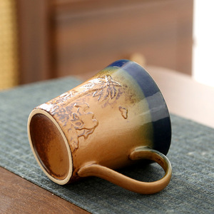 Tazas de cerámica rústica de 200 ml con relieve creativo y pintadas a mano, para agua doméstica, con diseño de camello y barco del desierto, y para café. - Product Image 4