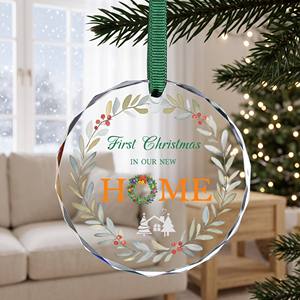 Vente en gros de pendentifs de Noël en verre K9 vierge de haute qualité, personnalisables par broderie et impression UV, avec bords biseautés - Product Image 1