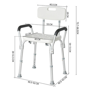 Tabouret de salle de bain en alliage d'aluminium, chaise de douche réglable et antidérapante pour personnes âgées, capacité de 150 kg, design moderne - Product Image 3